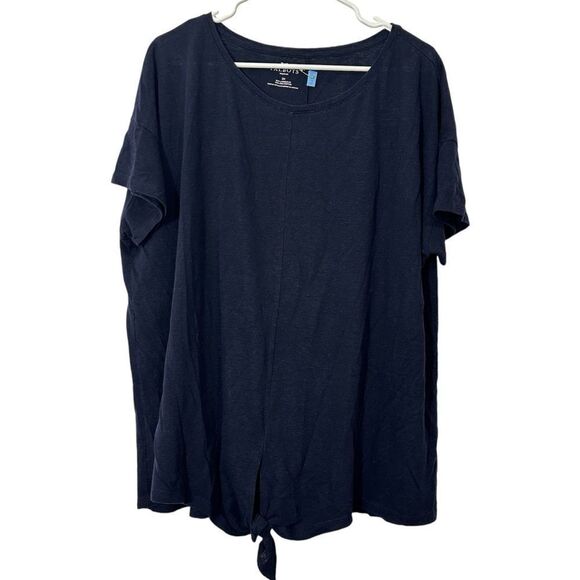 Talbots‎ Blue Tie Front Navy Short Sleeve Tshirt 2X - Picture 1 of 6